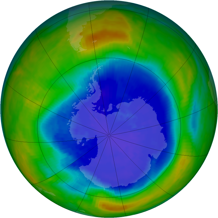 Antarctic ozone map for 19 September 1987